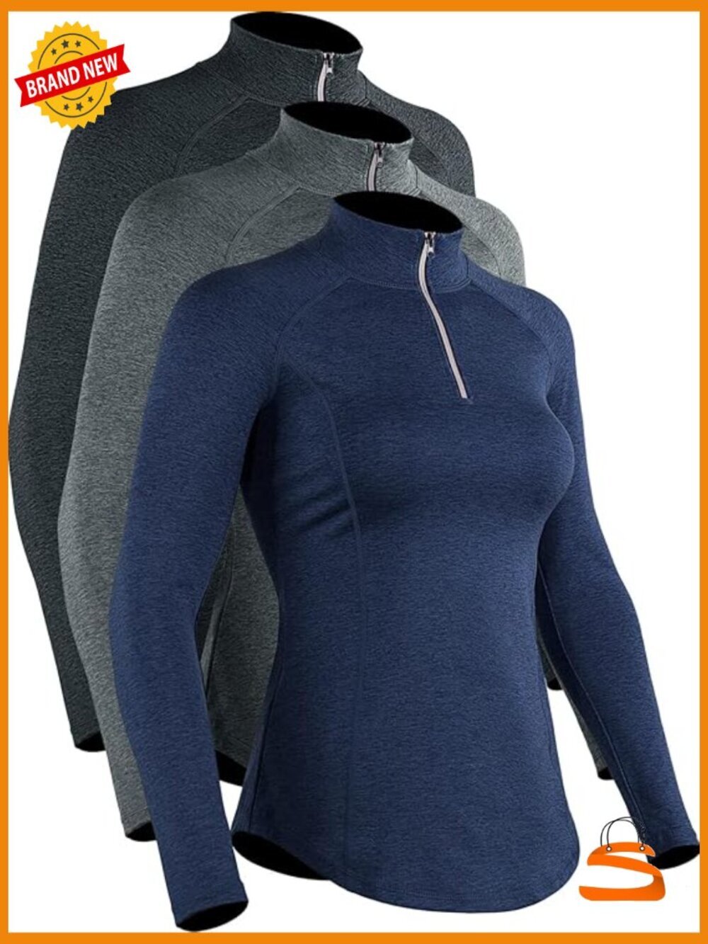 Sun Protection Half Zip Long Sleeve Workout Shirts, Athletic Running Hiking